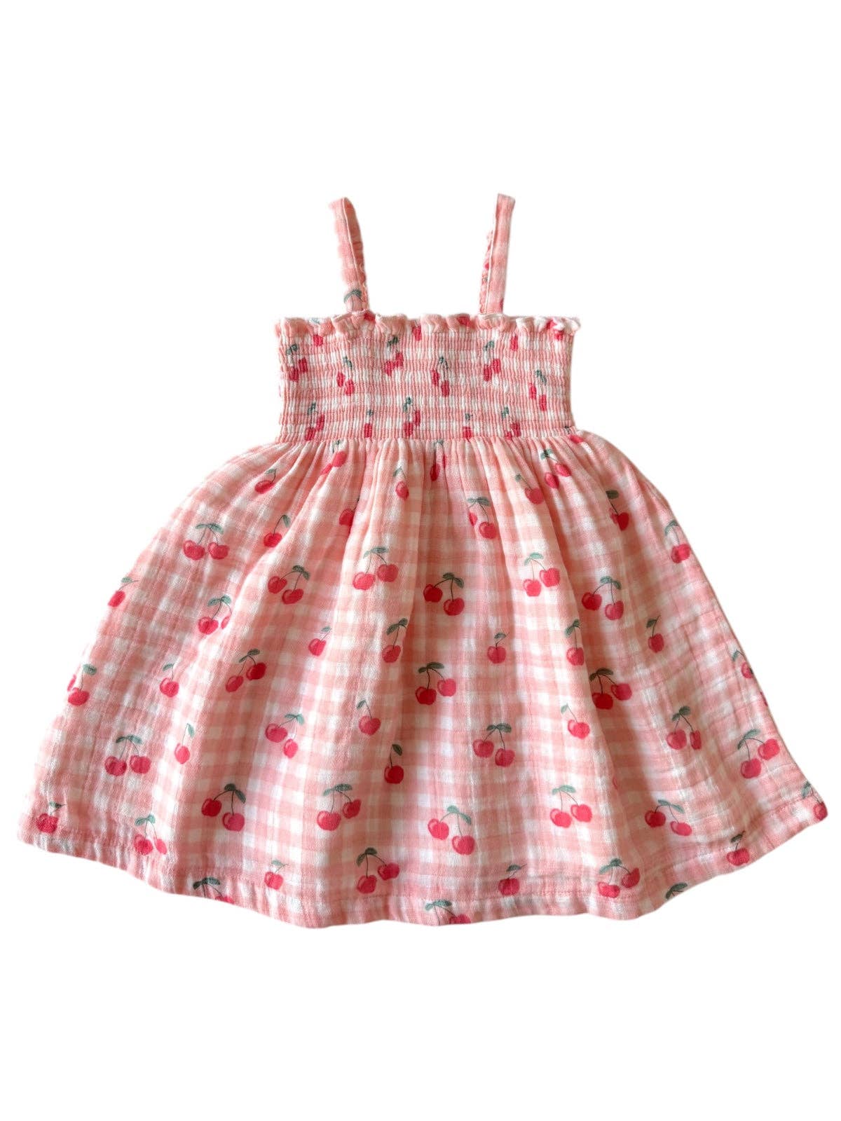 Gingham Cherrie Muslin Smocked Tube Dress