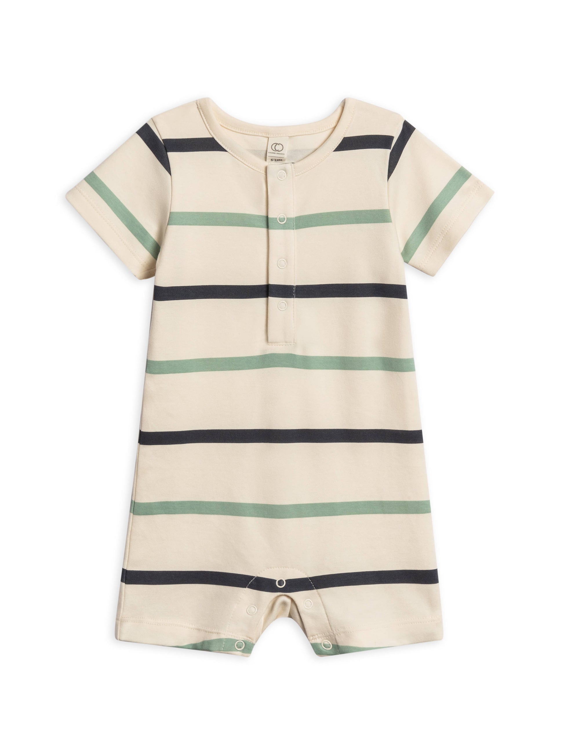 Organic Short Sleeve Stripe Romper