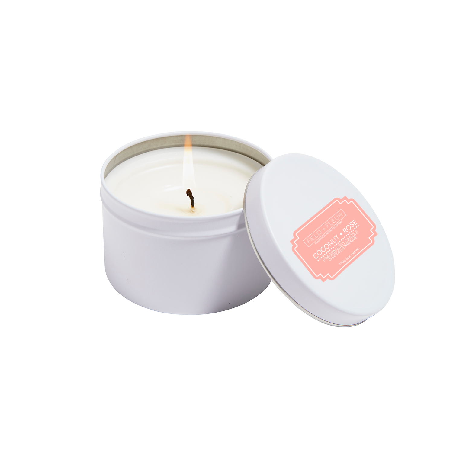 Coconut Rose' Candle In White Tin