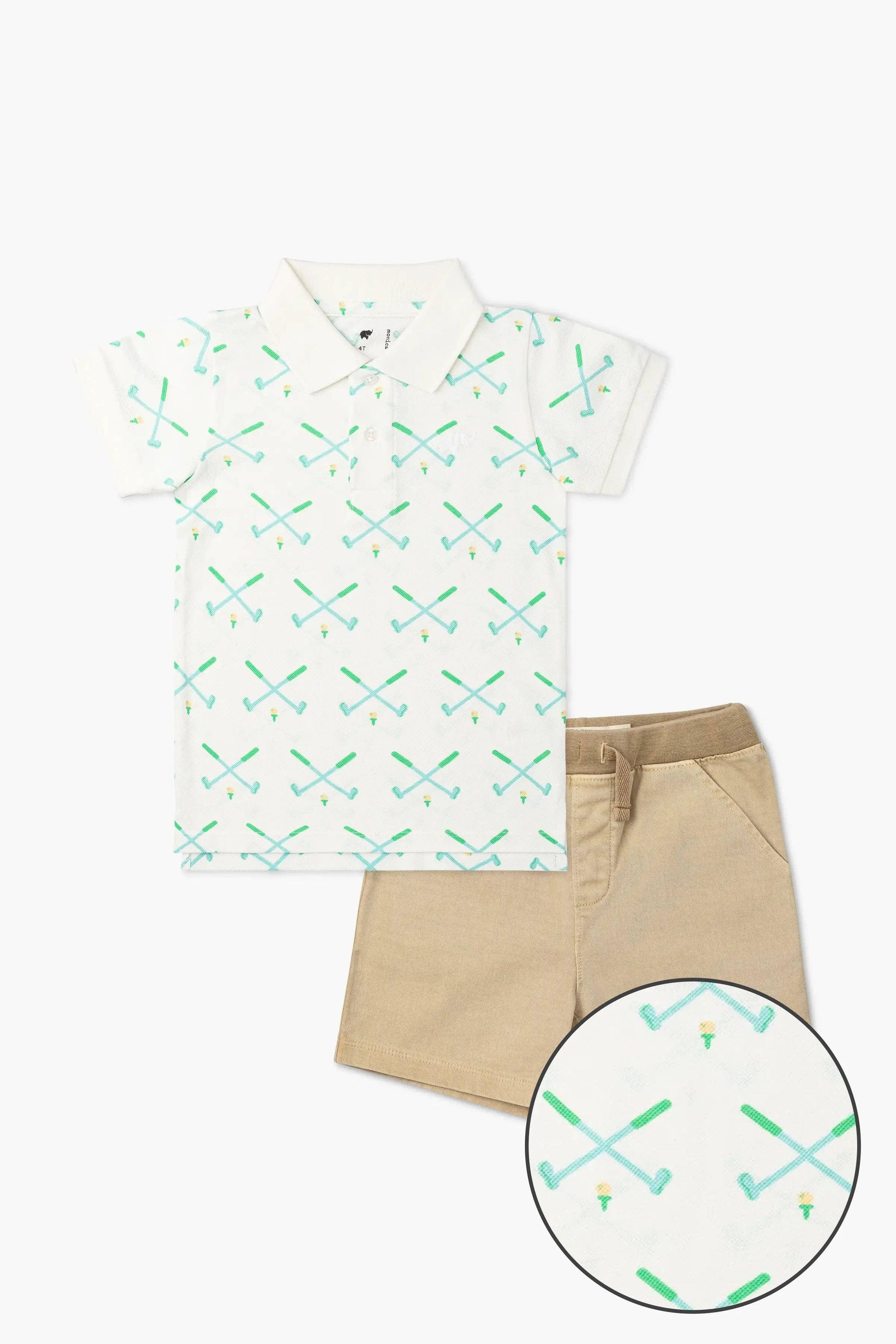 Kid + Baby Short Sleeve Polo + Twill Short Set_Golf Day