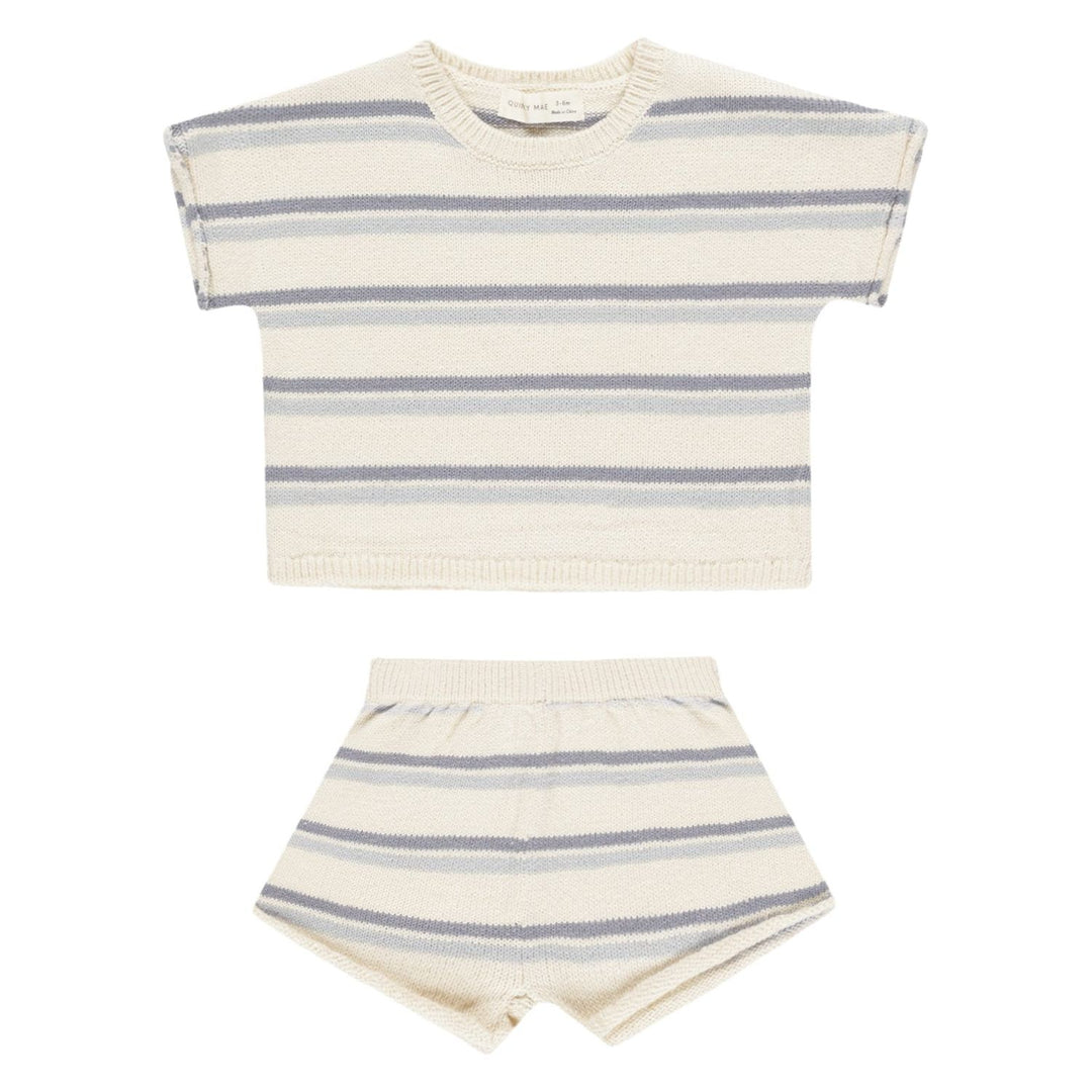 Relaxed Summer Knit Set - Blue Stripe