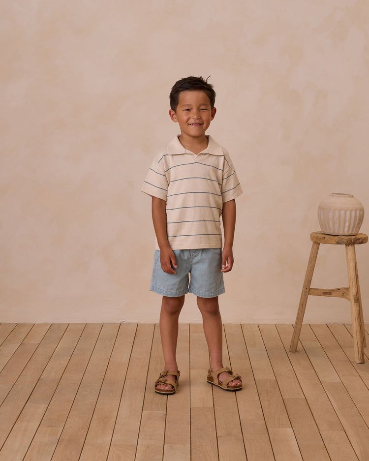 Chandler Knit Polo - Blue Stripe