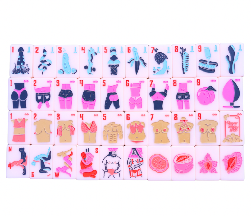 The Dirty Mahj Tile Set for Mahjong Play (with pouch)