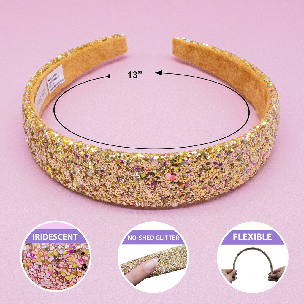 Kids Tapered Glitter Headband | Pink or Gold