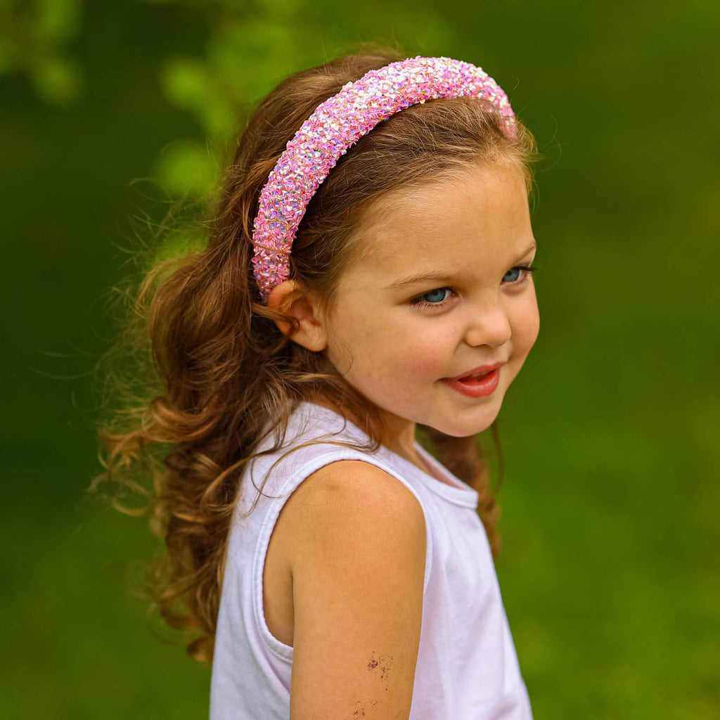 Kids Padded Chunky Sequin Headband | Blue or Multi-Color