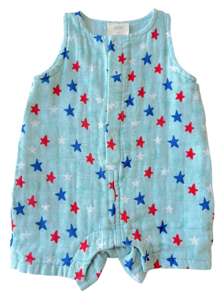 Splendid Stars Blue Muslin Shortie Romper