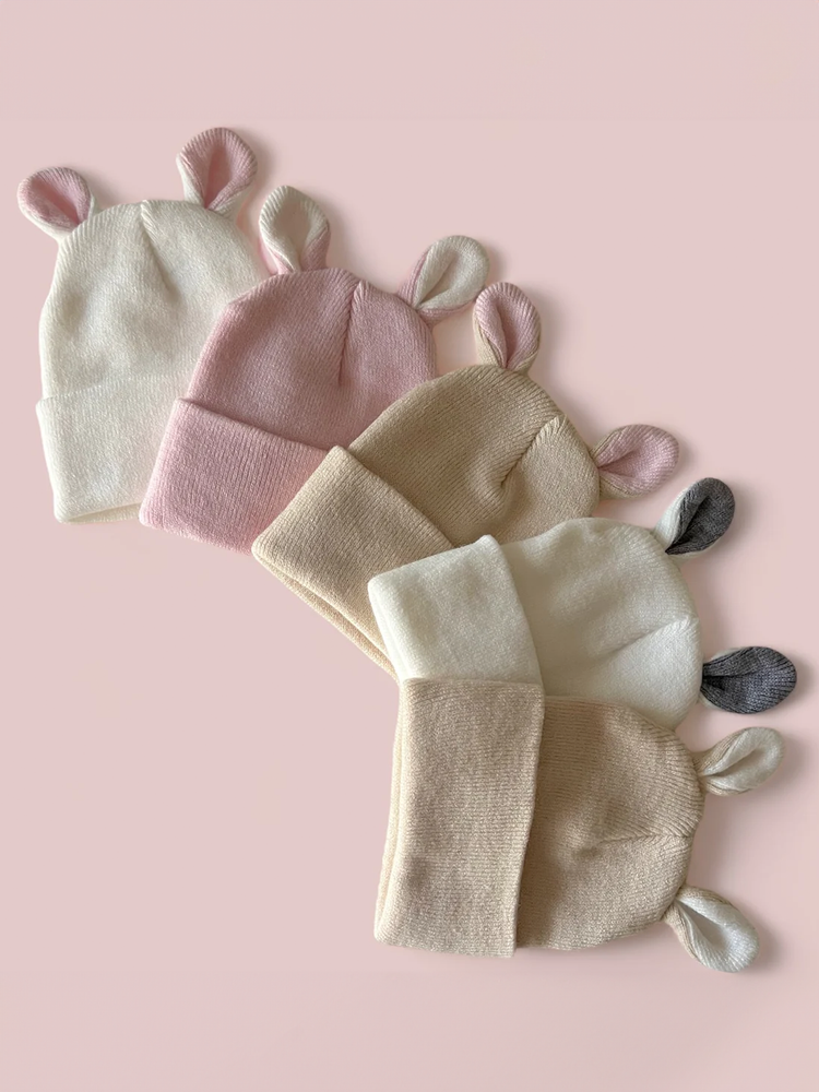 Baby's First Hat, Sand/Petal Pink Bunny