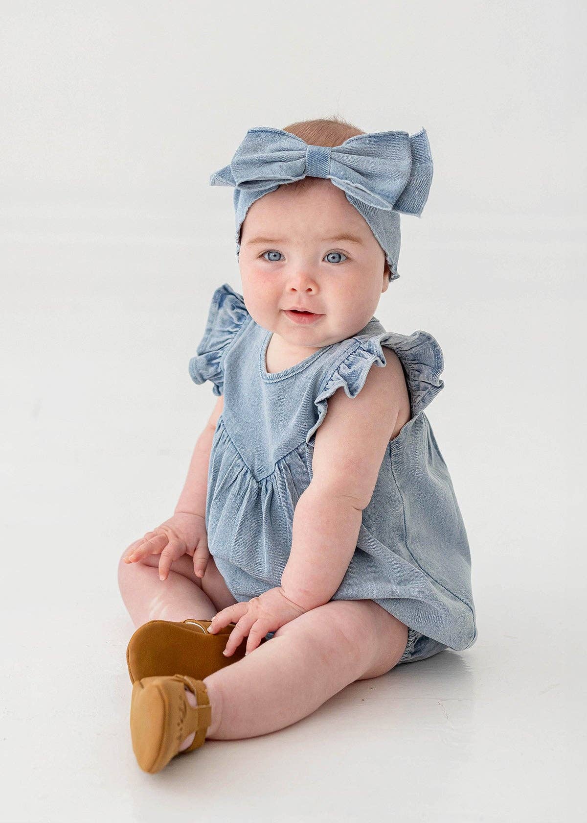 Denim Flutter Baby Romper