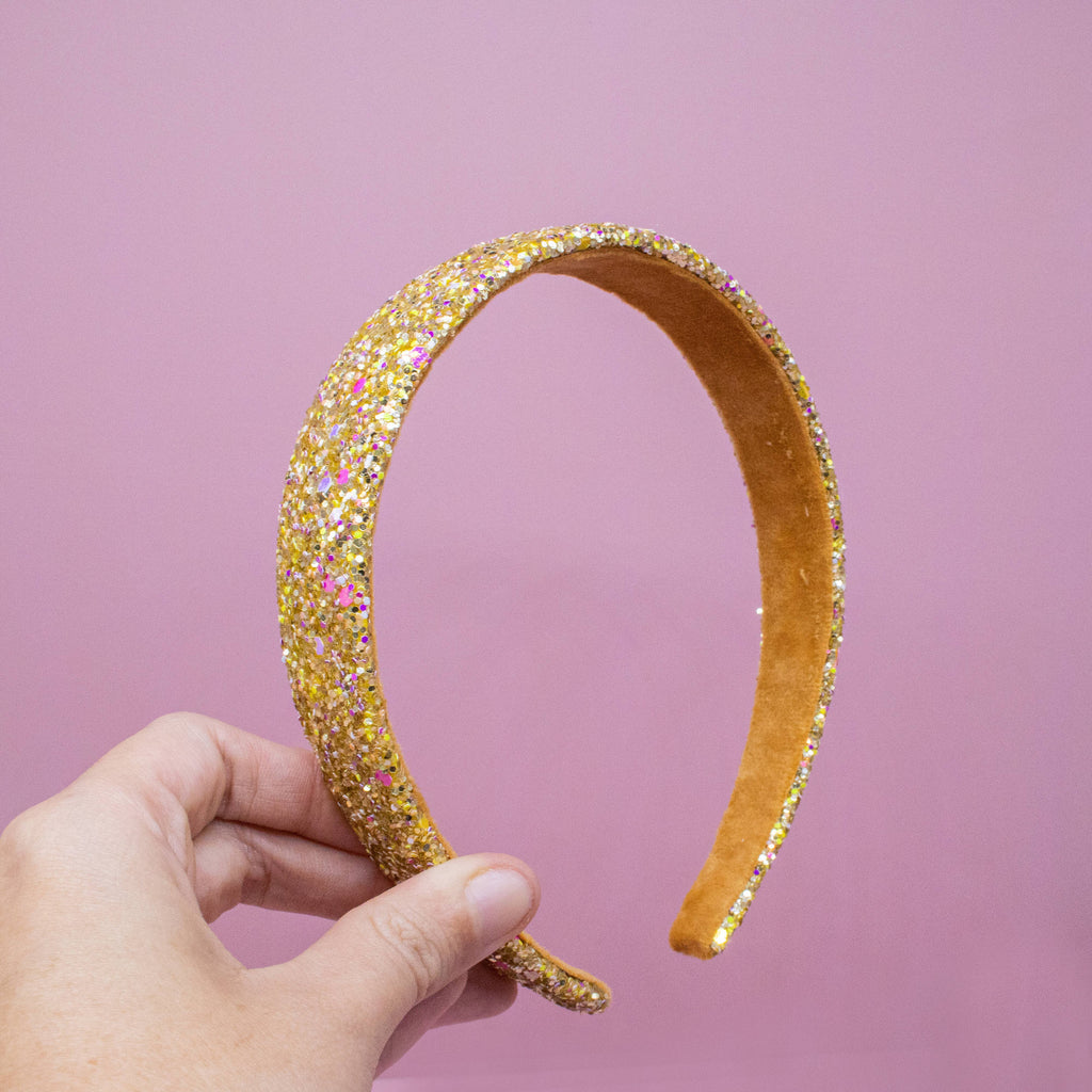 Kids Tapered Glitter Headband | Pink or Gold