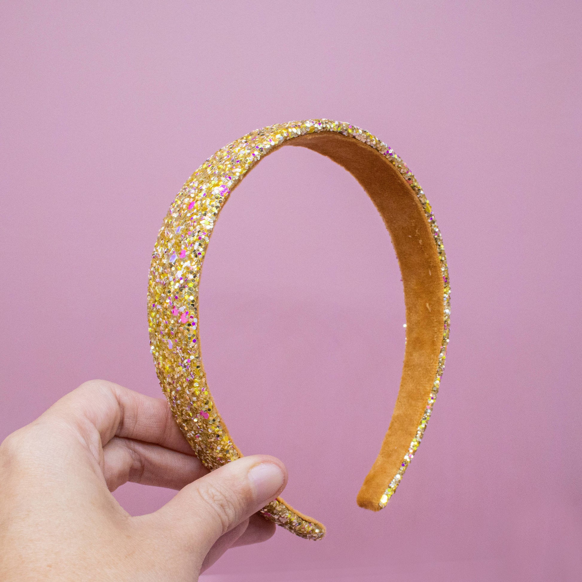 Kids Tapered Glitter Headband | Pink or Gold