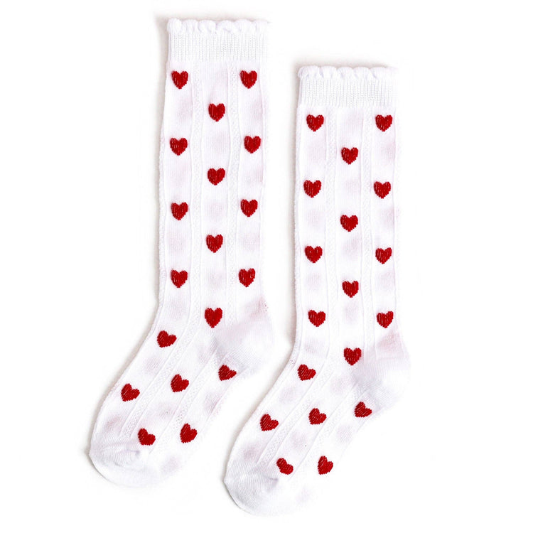 Heart Scalloped Knee High Socks