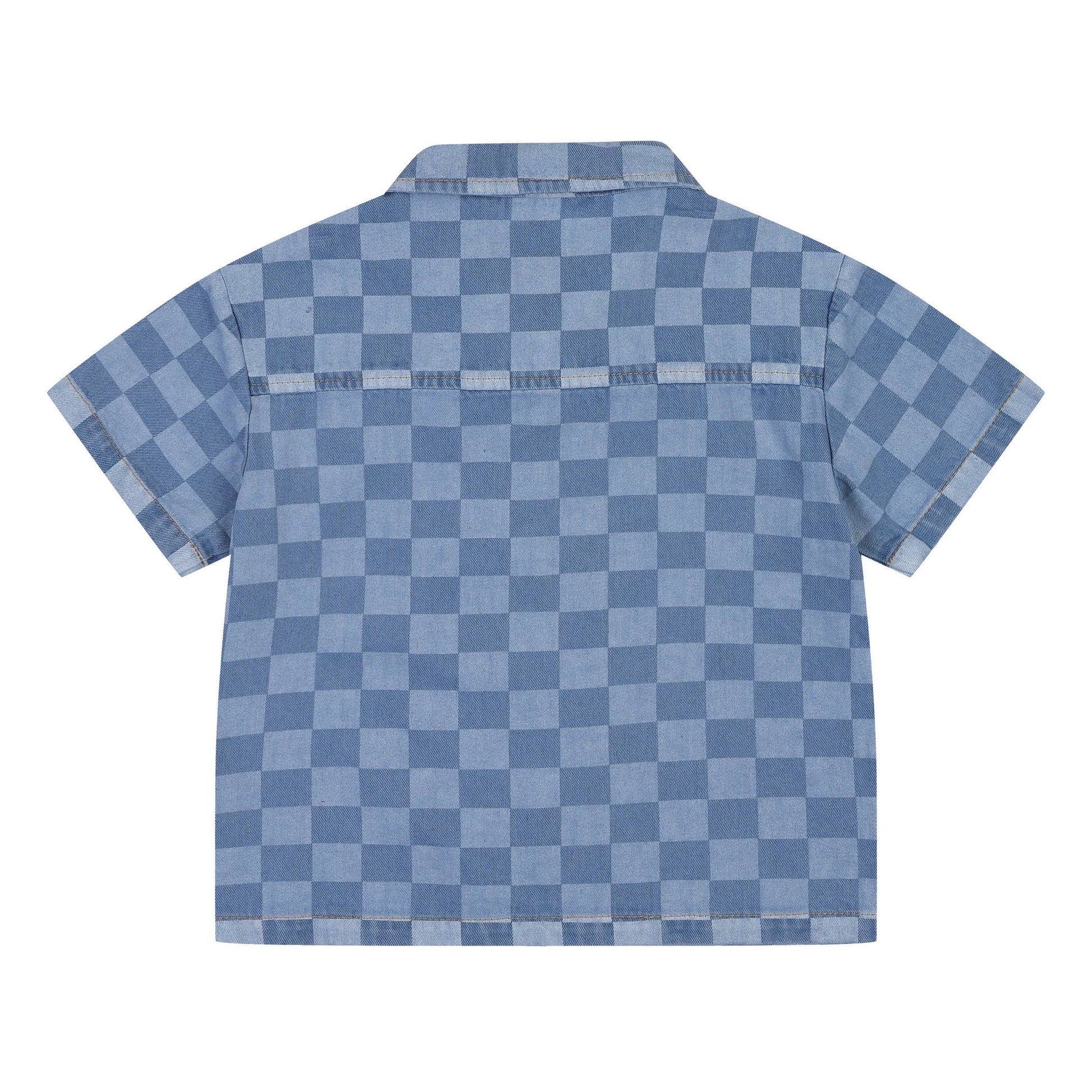 Liam Checkerboard Denim Short Sleeve Shirt