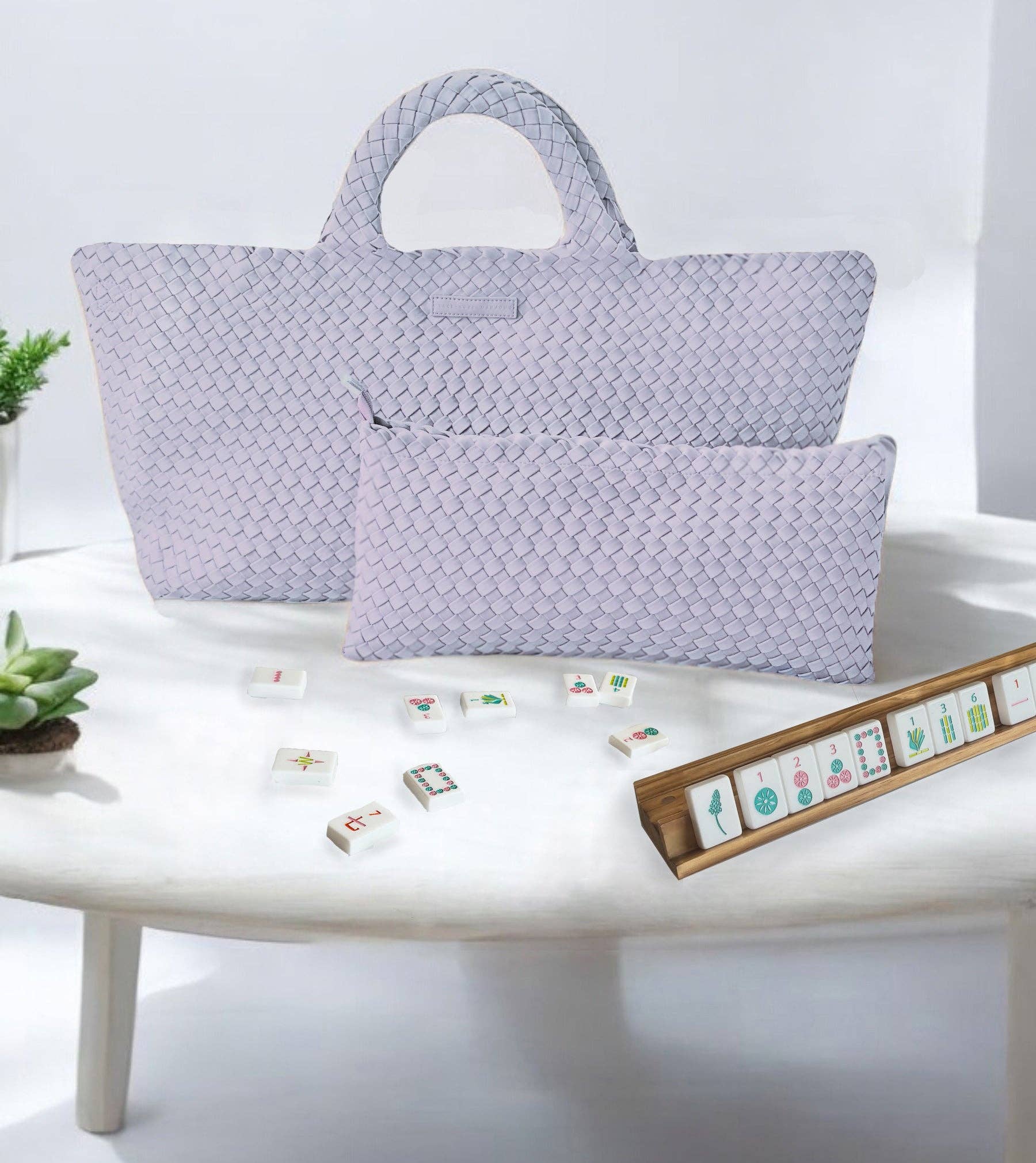 Hot Pink Woven Mahjong Carryall