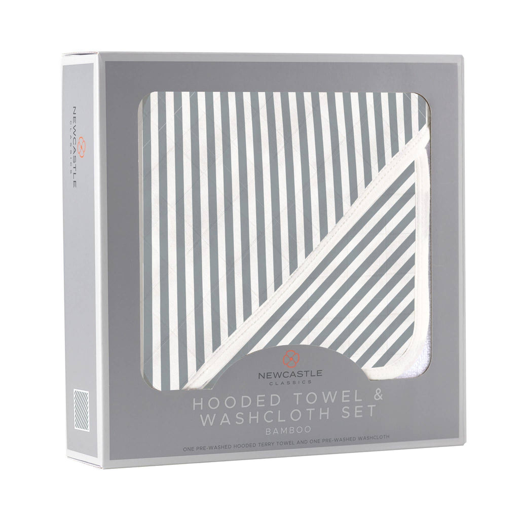 Finley Stripe Hooded Towel and Washcloth Set