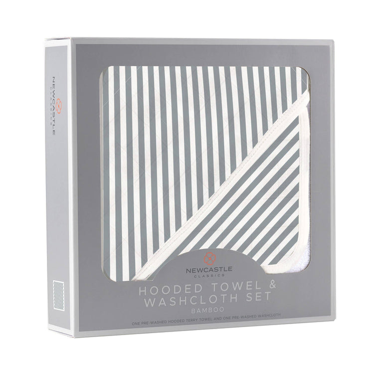 Finley Stripe Hooded Towel and Washcloth Set