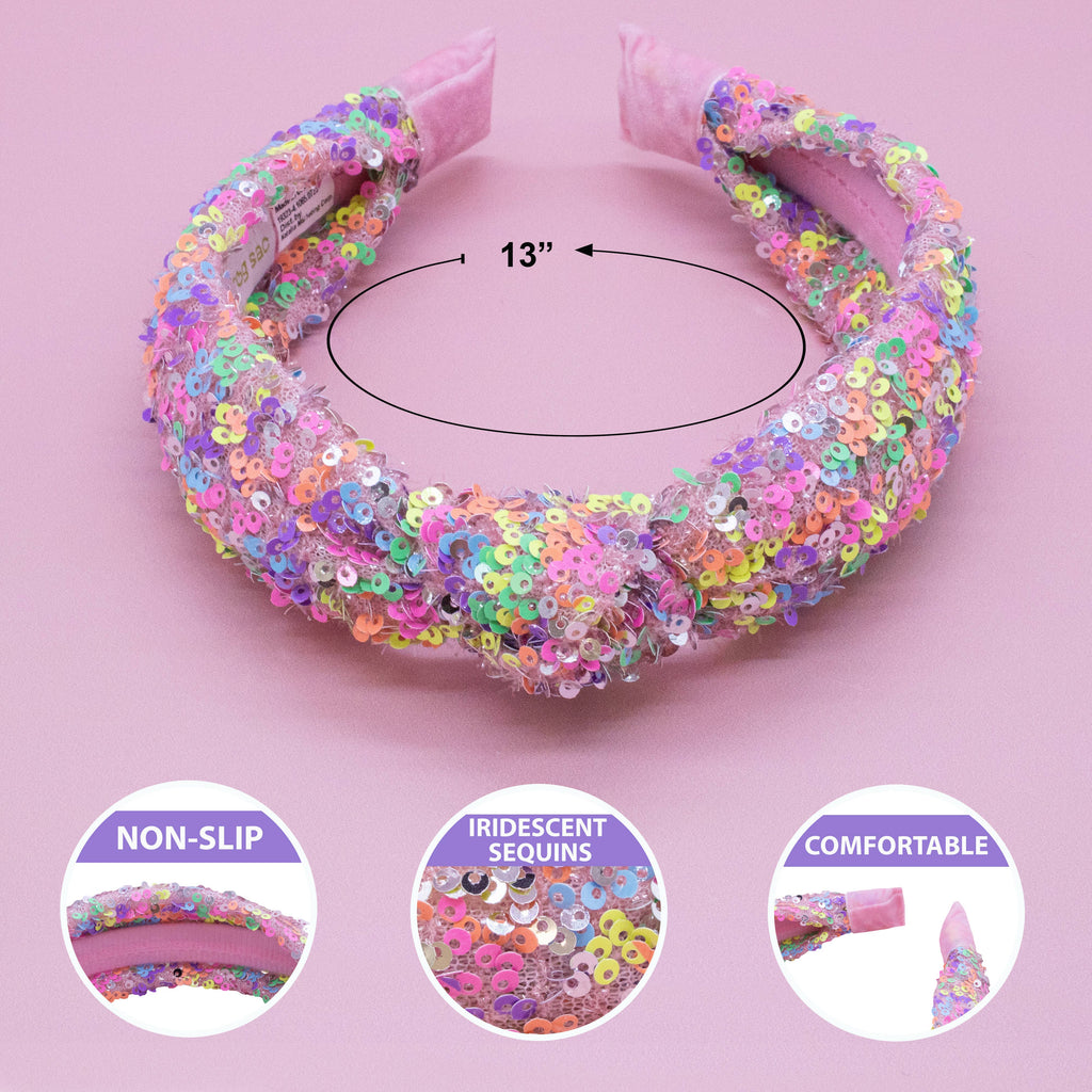 Kids Sequin Knot Headband | Purple or Rainbow