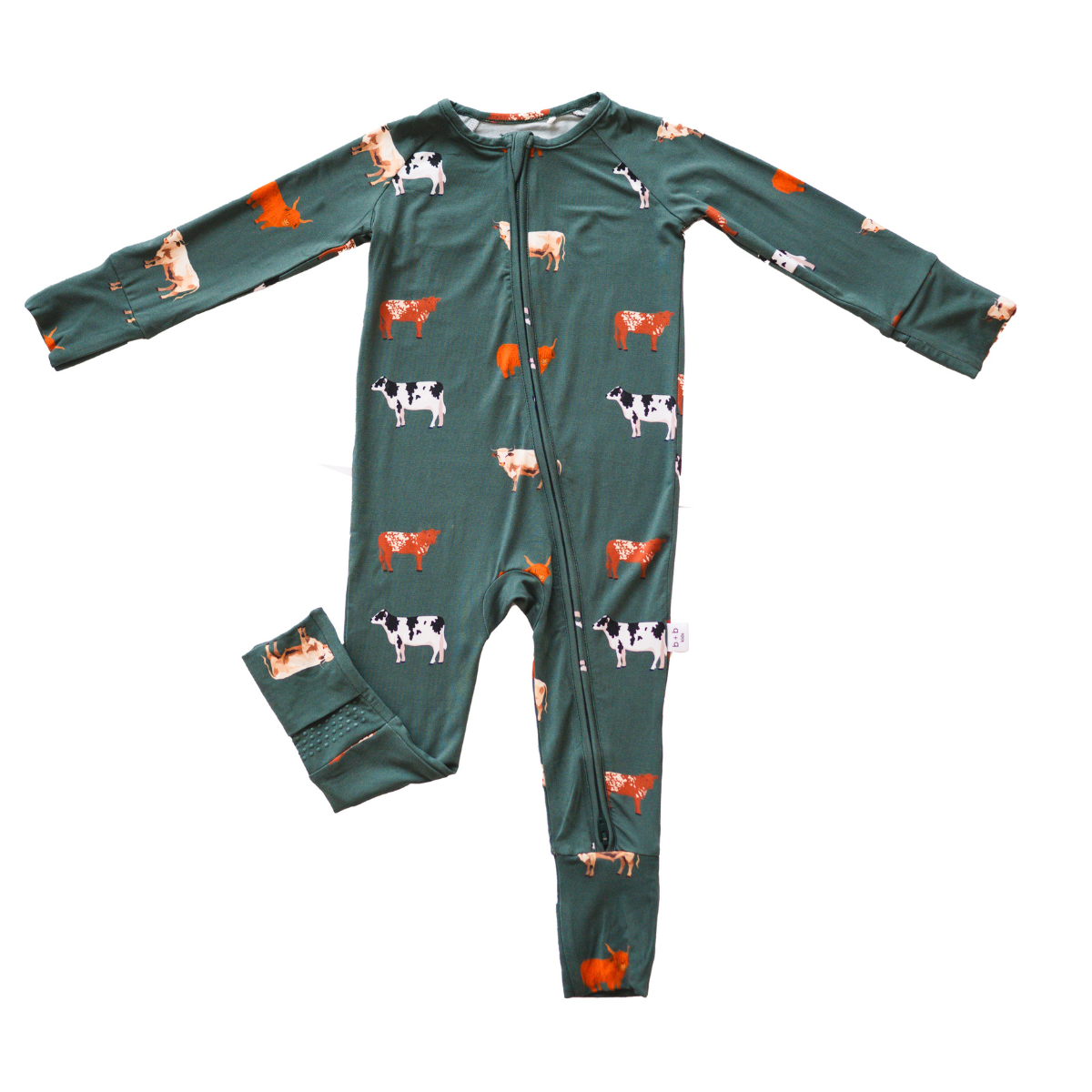 Bamboo 2-Way Convertible Zip Romper | Green Cow (0-24m)