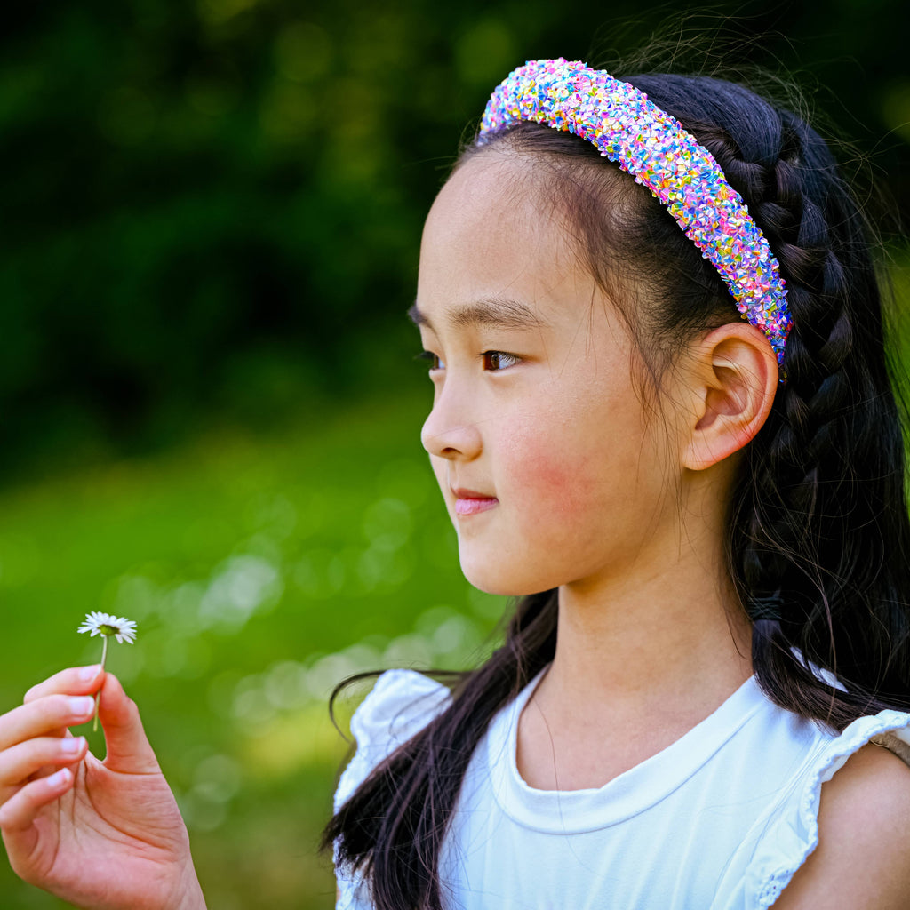 Kids Padded Chunky Sequin Headband | Blue or Multi-Color
