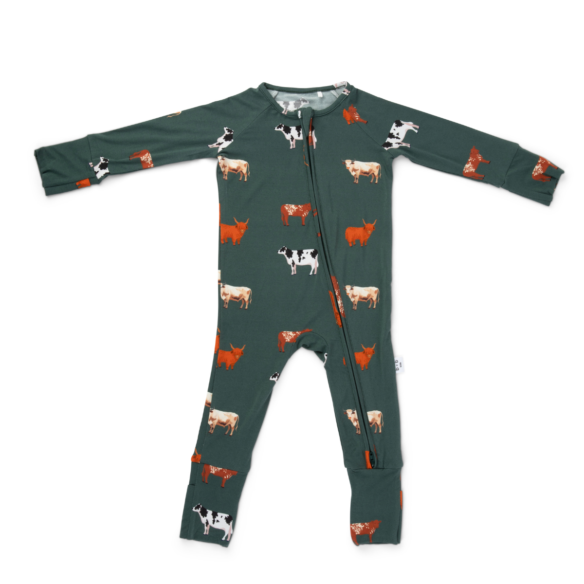 Bamboo 2-Way Convertible Zip Romper | Green Cow (0-24m)