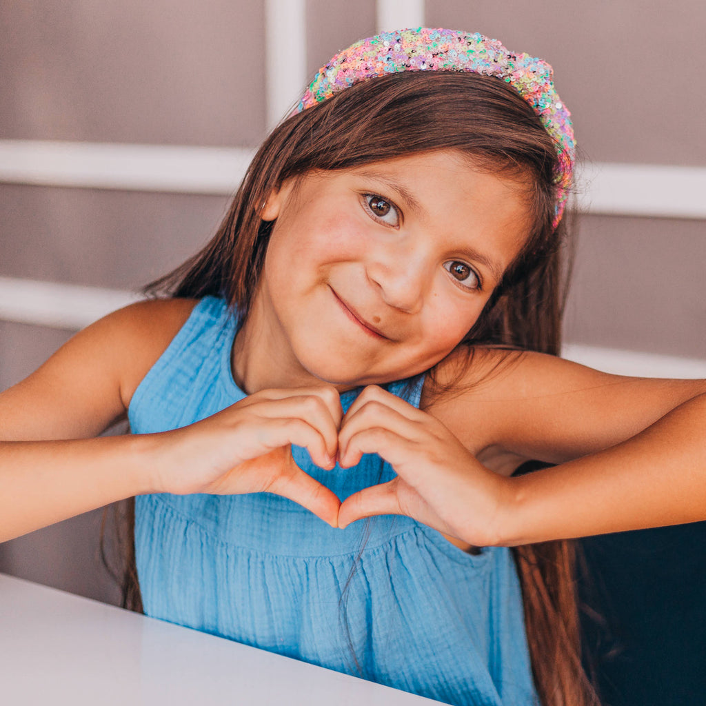 Kids Sequin Knot Headband | Purple or Rainbow