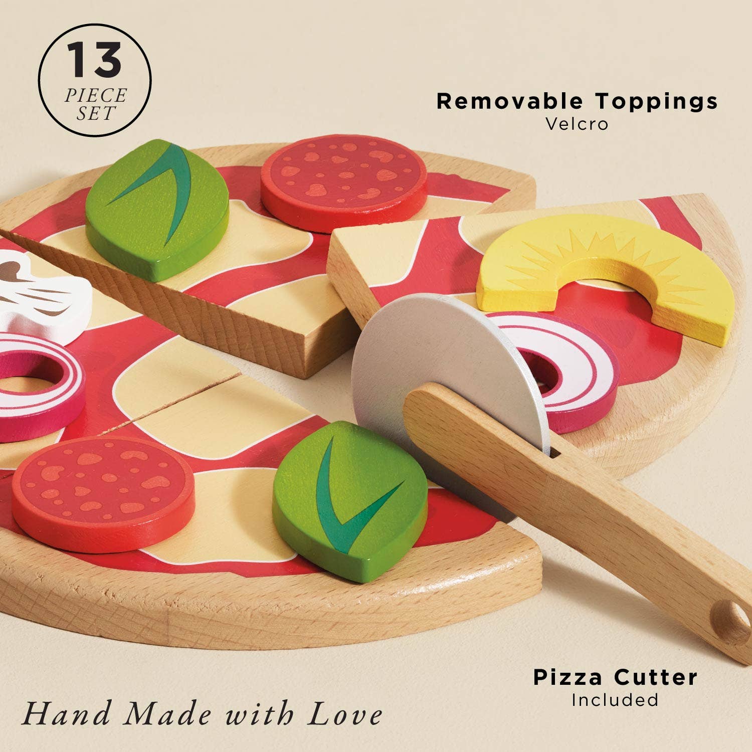 Pizza & Toppings with Slice Cutter