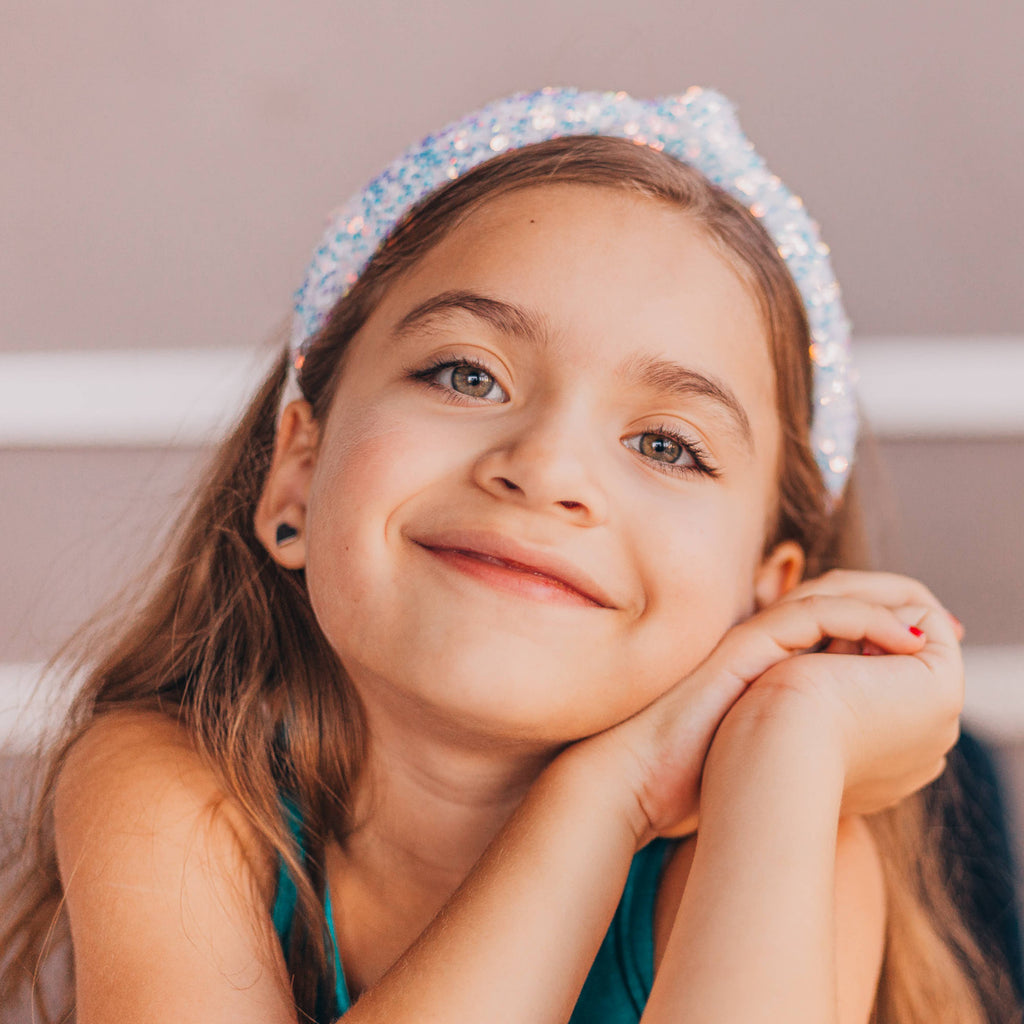 Kids Sequin Knot Headband | Purple or Rainbow