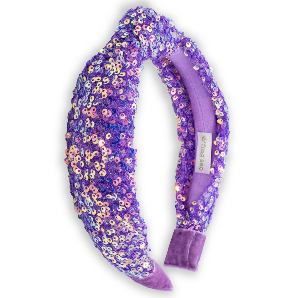 Kids Sequin Knot Headband | Purple or Rainbow