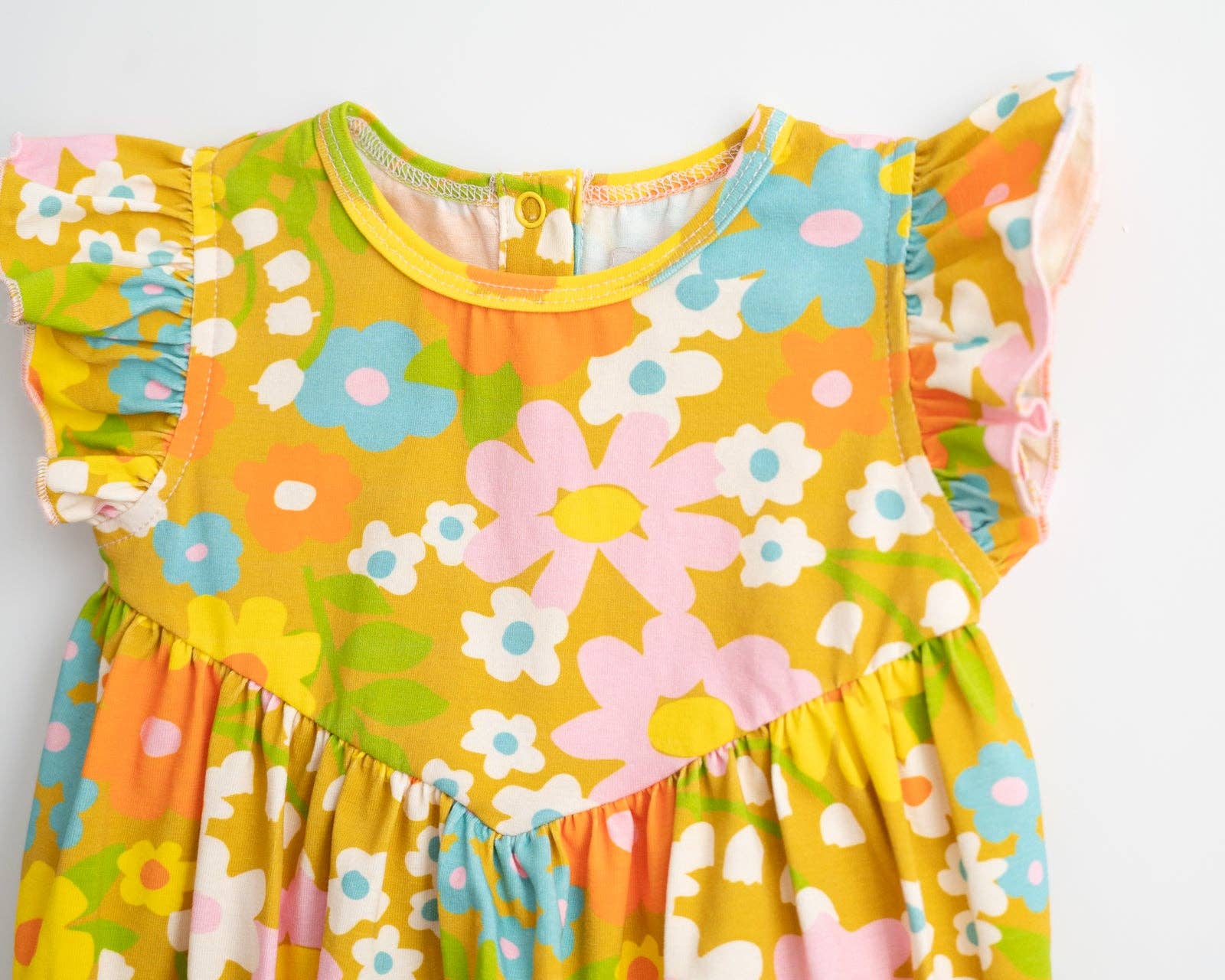 Baby Girl’s Flutter Romper in Sixties Wild Blooms