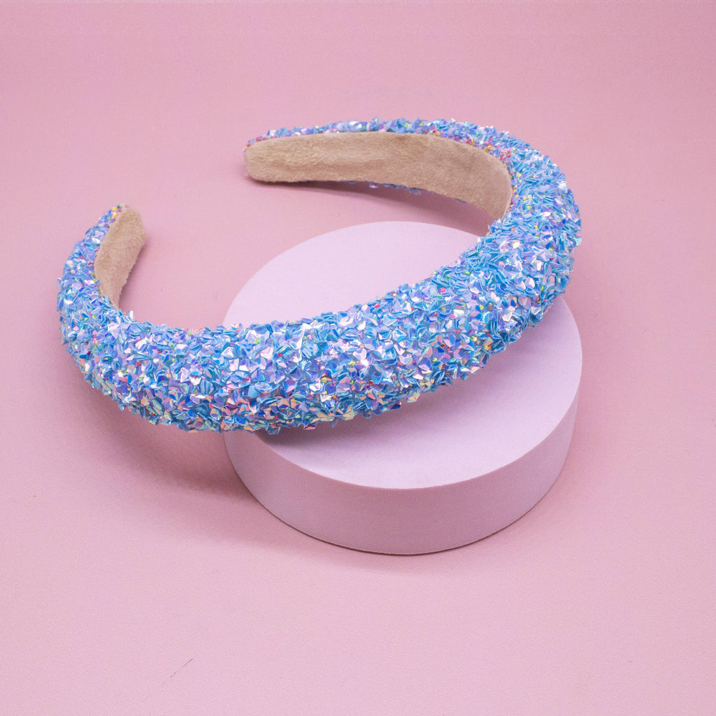 Kids Padded Chunky Sequin Headband | Blue or Multi-Color