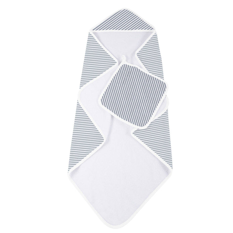 Finley Stripe Hooded Towel and Washcloth Set