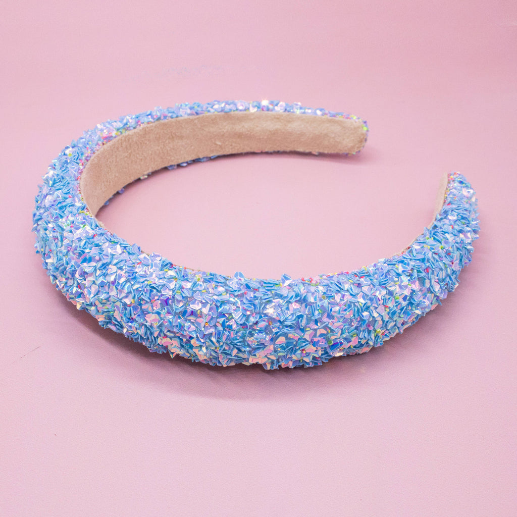 Kids Padded Chunky Sequin Headband | Blue or Multi-Color