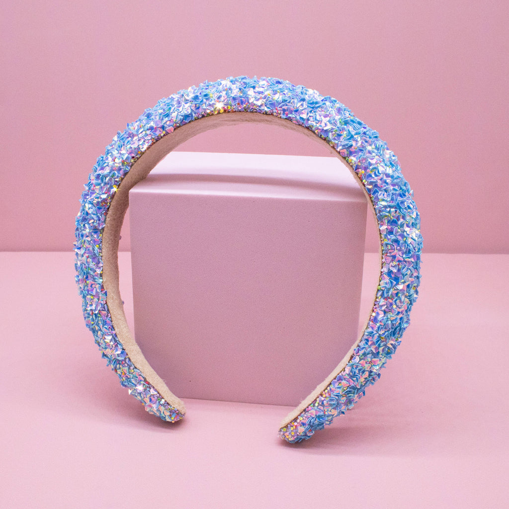 Kids Padded Chunky Sequin Headband | Blue or Multi-Color