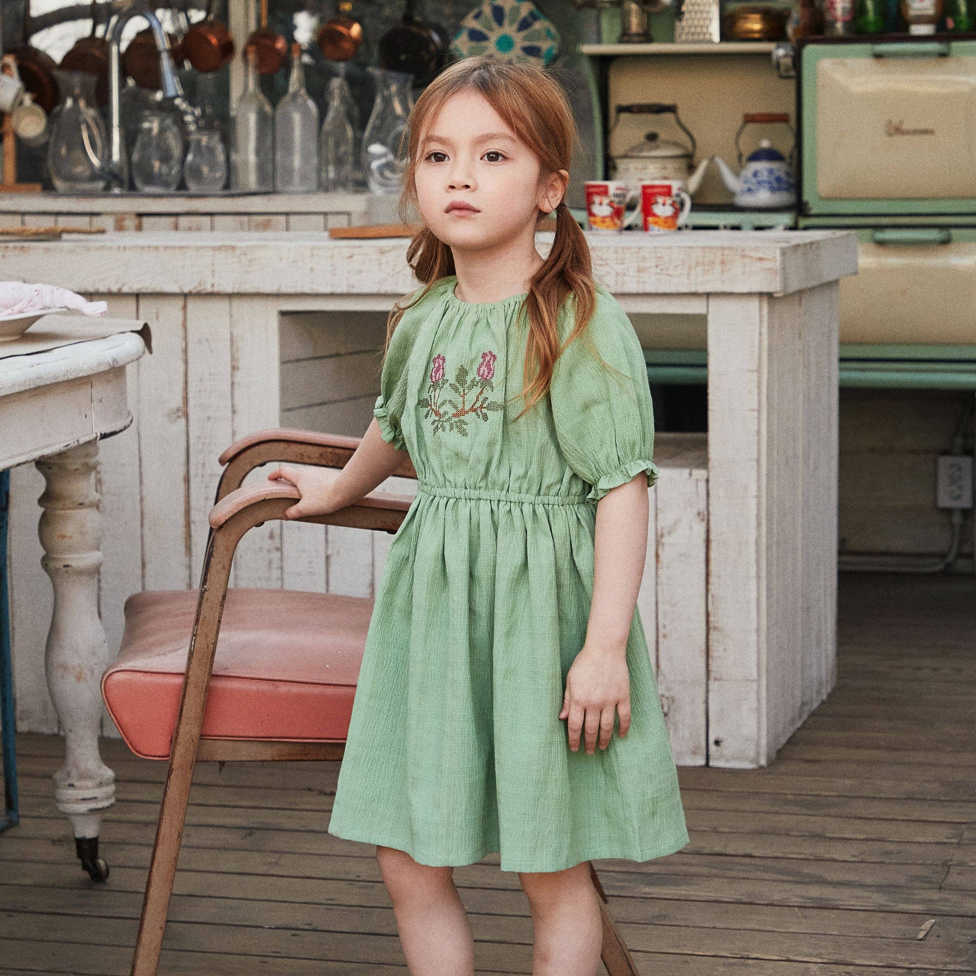 Tulip Embroidery Smocked Dress
