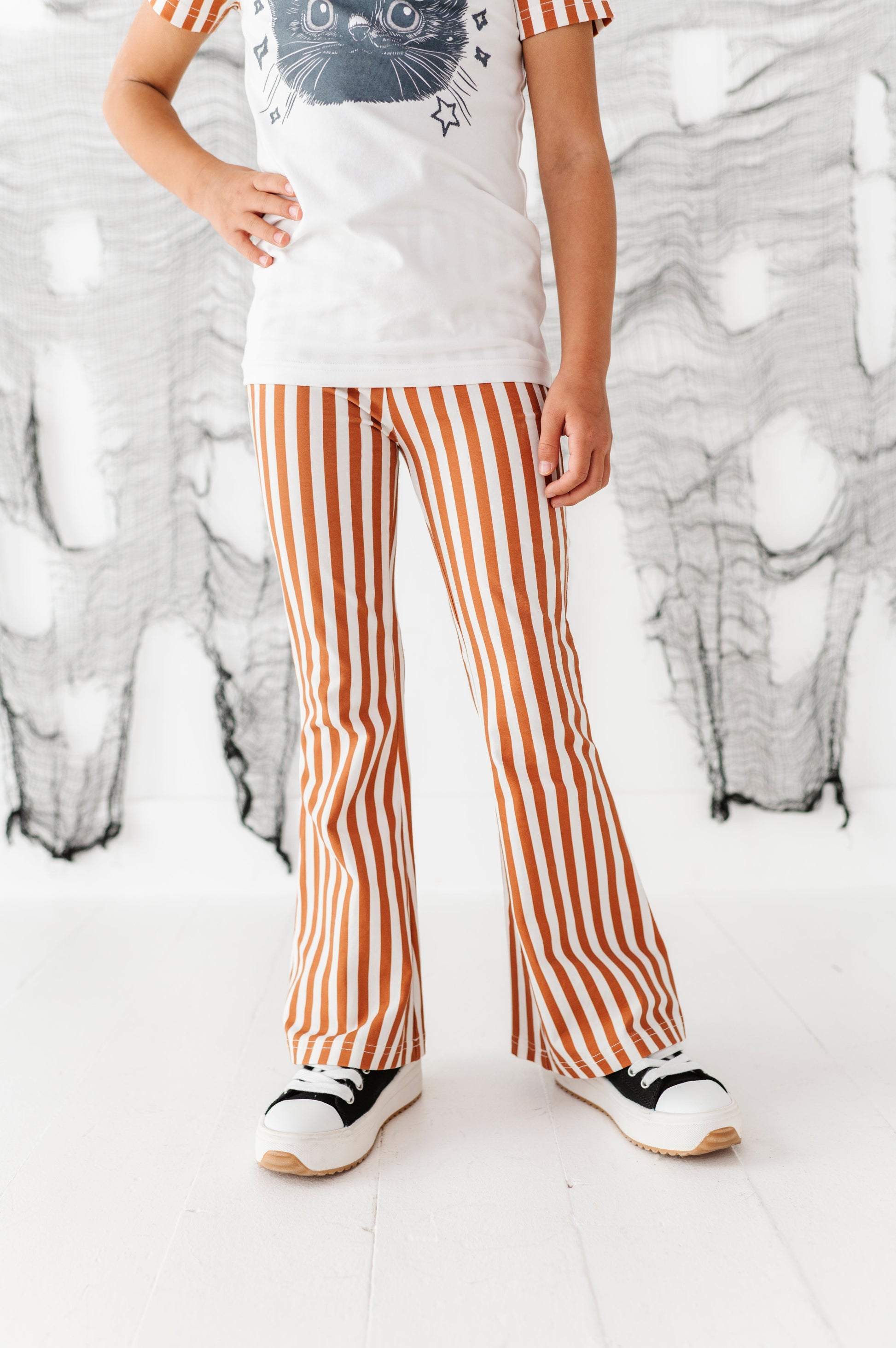 Rust Stripe Flare Pants