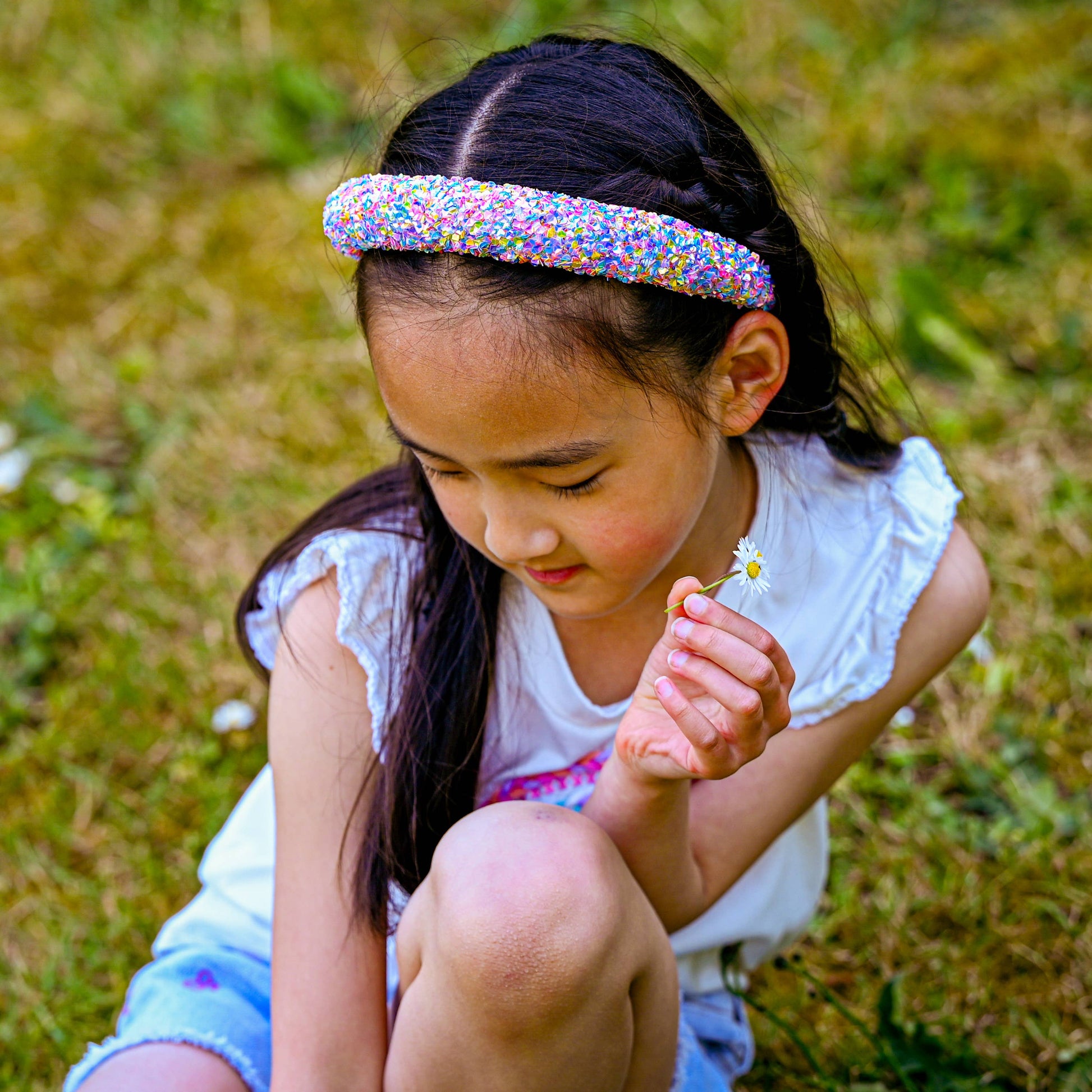 Kids Padded Chunky Sequin Headband | Blue or Multi-Color