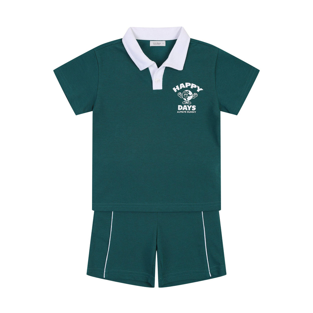 Max Piqué Polo Shirt & Side Stripe Shorts Set