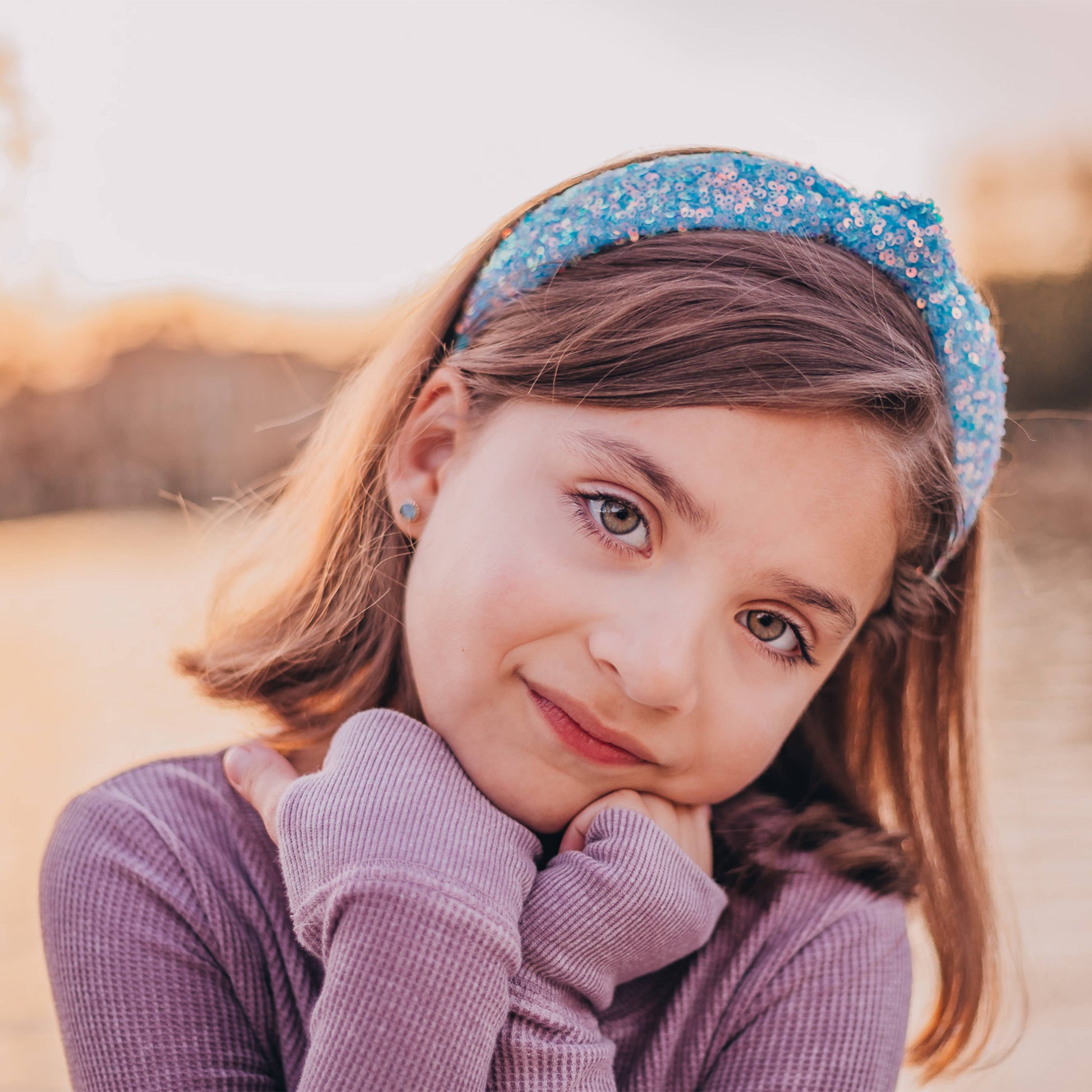 Kids Sequin Knot Headband | Purple or Rainbow