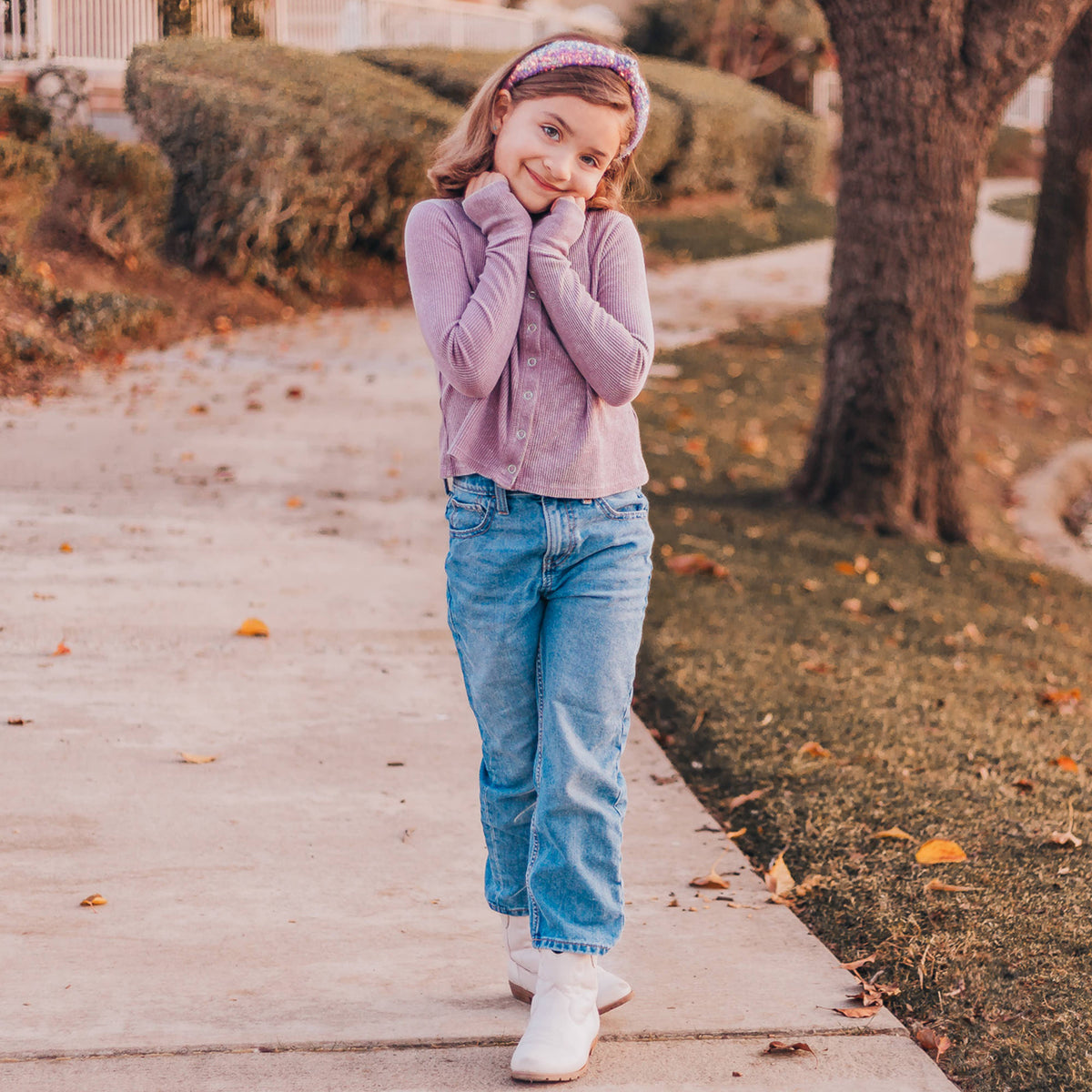Kids Sequin Knot Headband | Purple or Rainbow