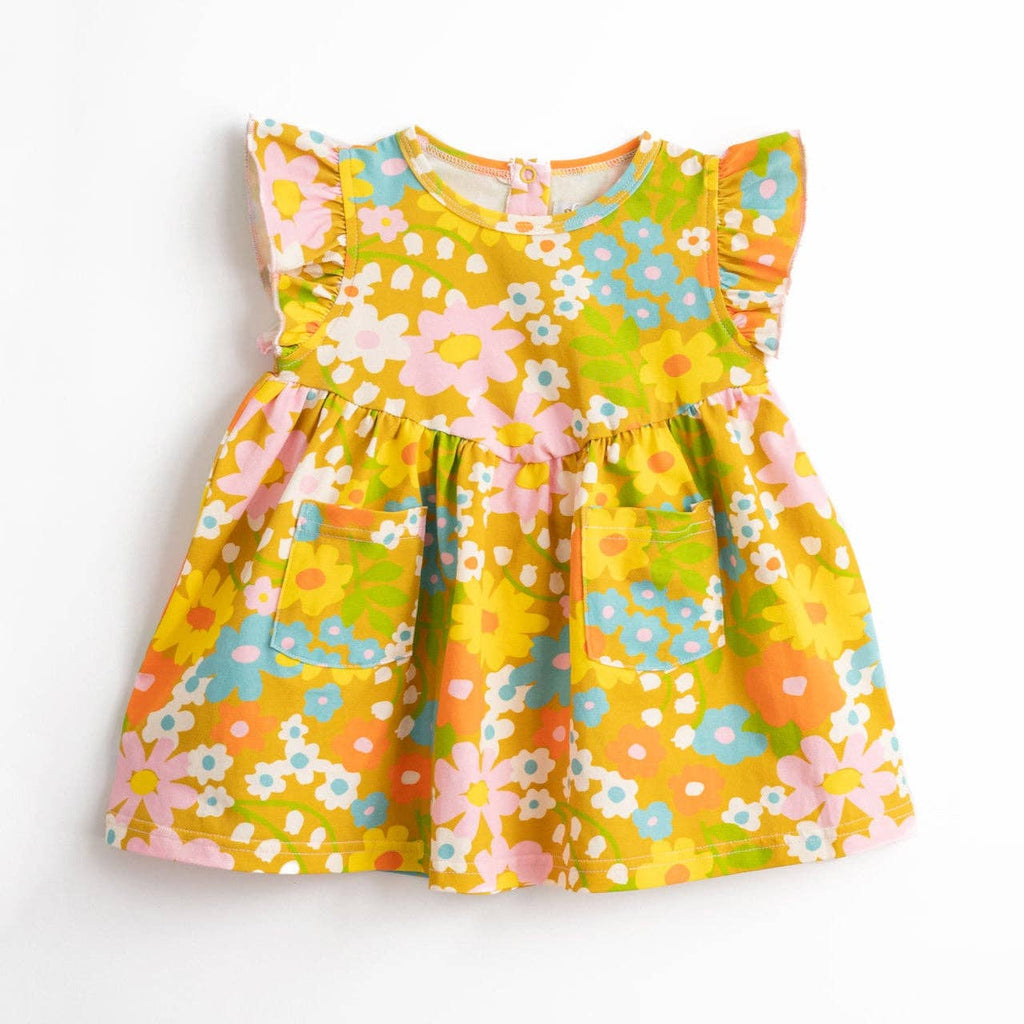 Girl’s Flutter Dress in Sixties Wild Blooms