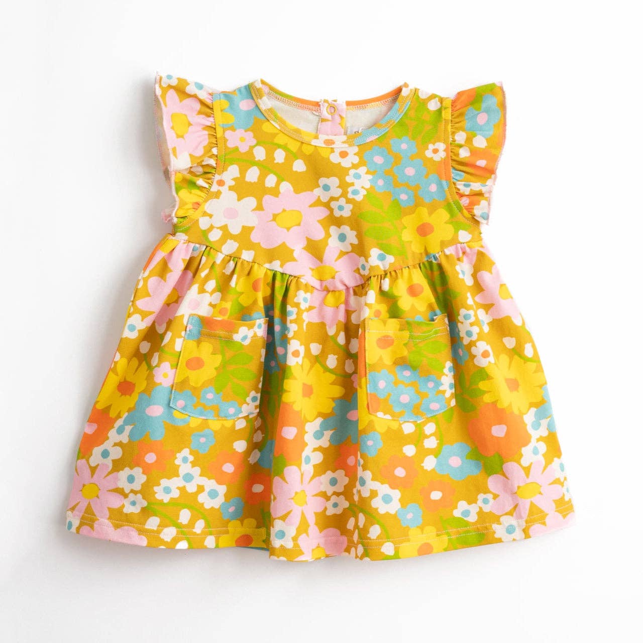 Girl’s Flutter Dress in Sixties Wild Blooms
