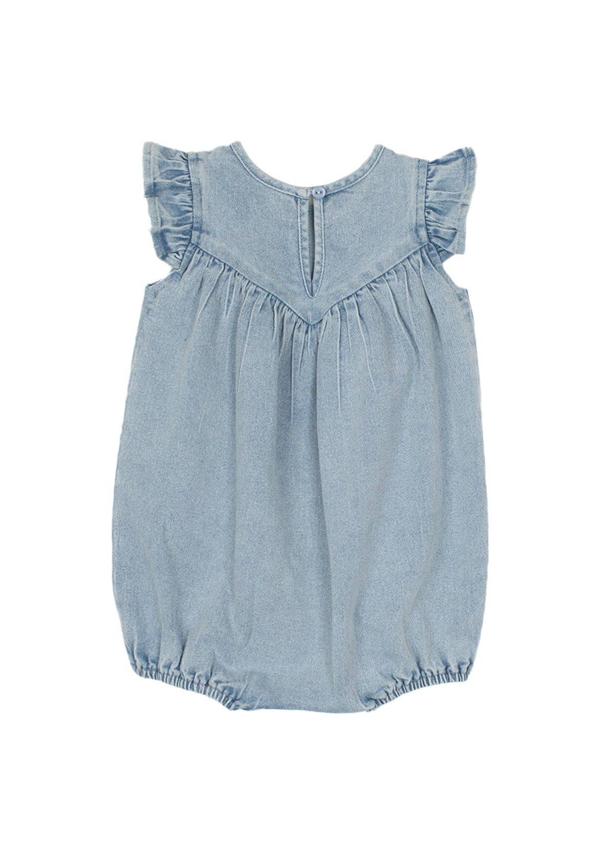 Denim Flutter Baby Romper