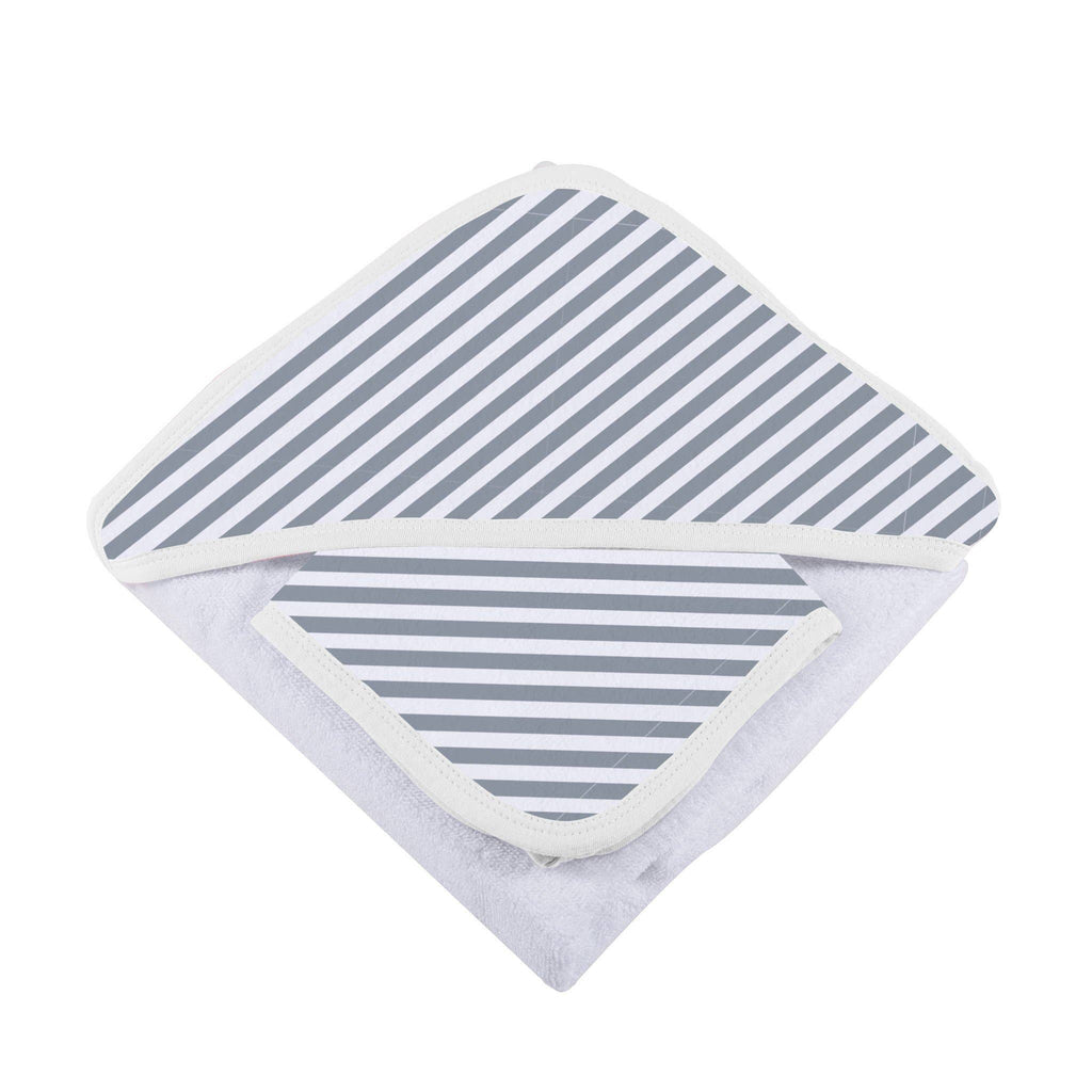 Finley Stripe Hooded Towel and Washcloth Set