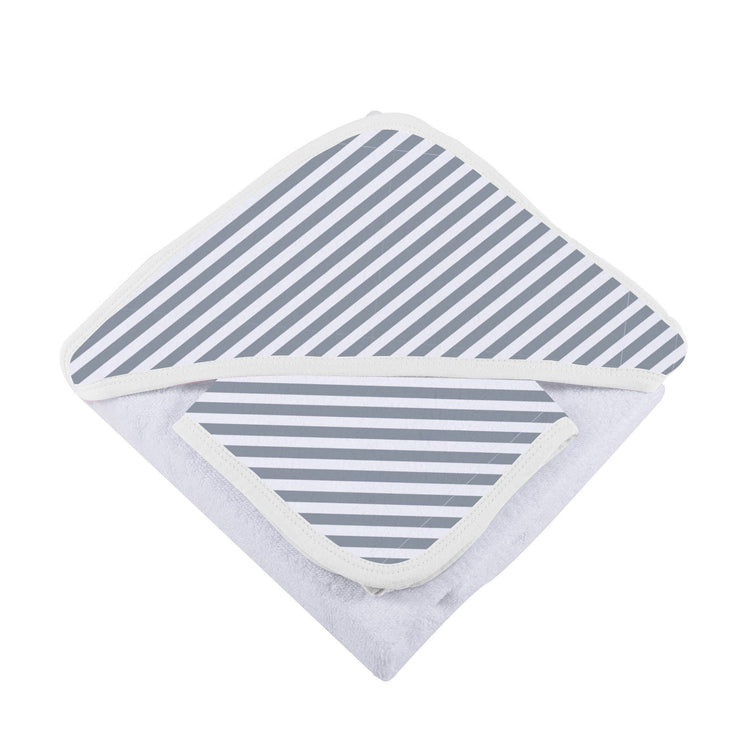 Finley Stripe Hooded Towel and Washcloth Set