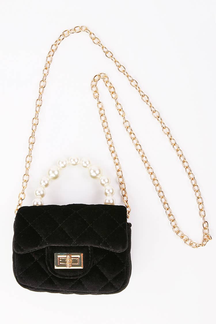 Velvet Purse with Pearl Handle