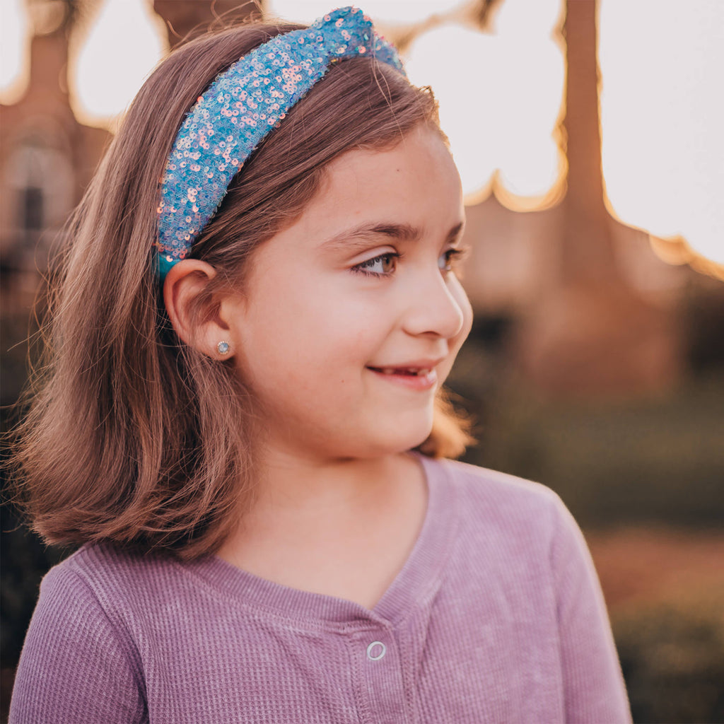 Kids Sequin Knot Headband | Purple or Rainbow