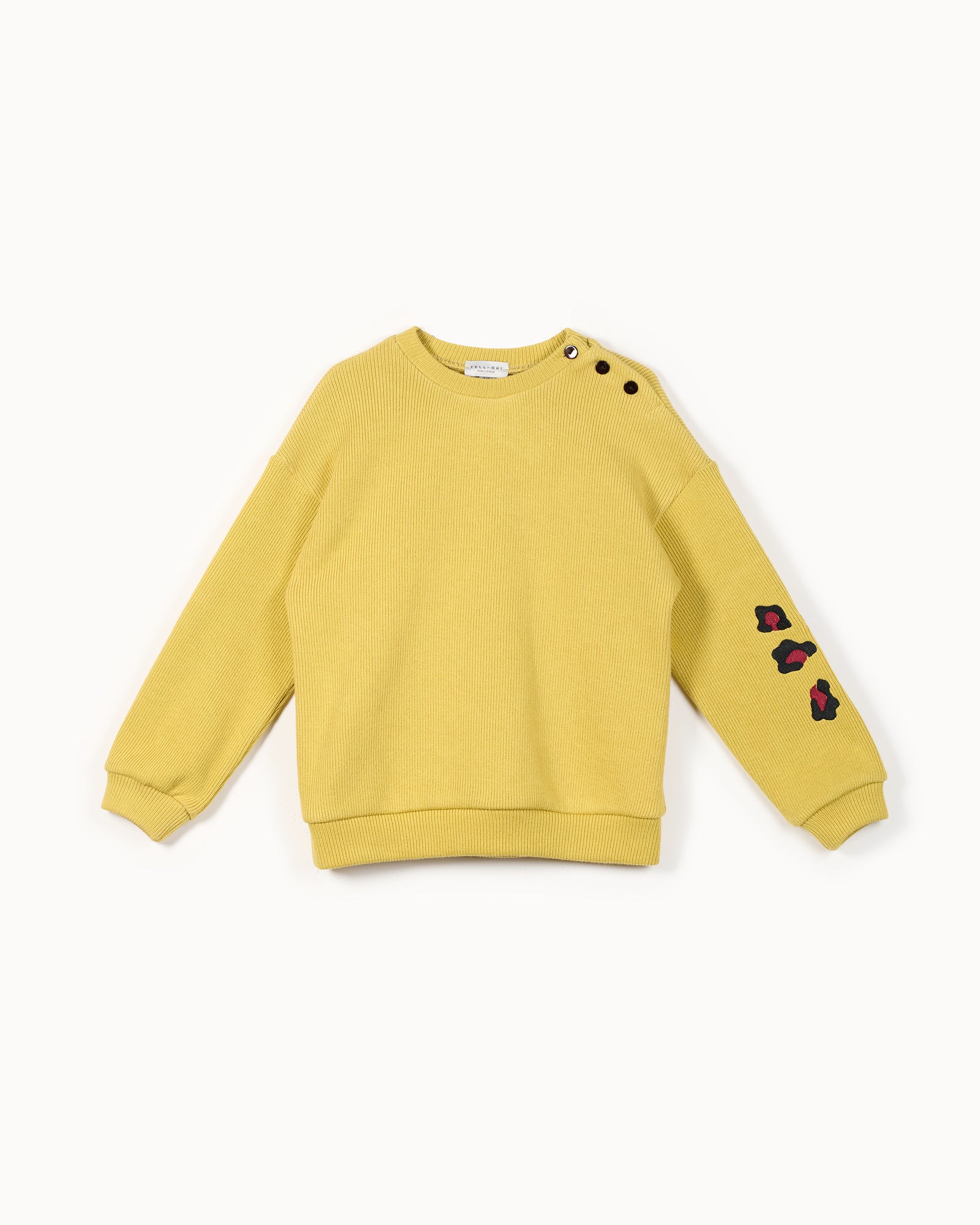 Animalistic Cotton Sweatshirt in Mist Yellow