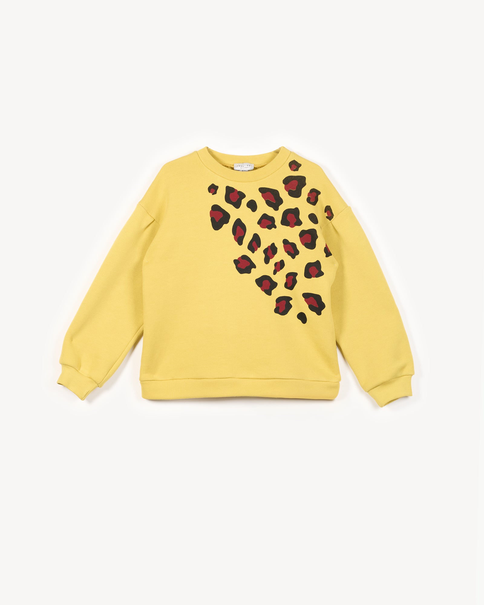 Animalistic Cotton Sweatshirt in Mist Yellow
