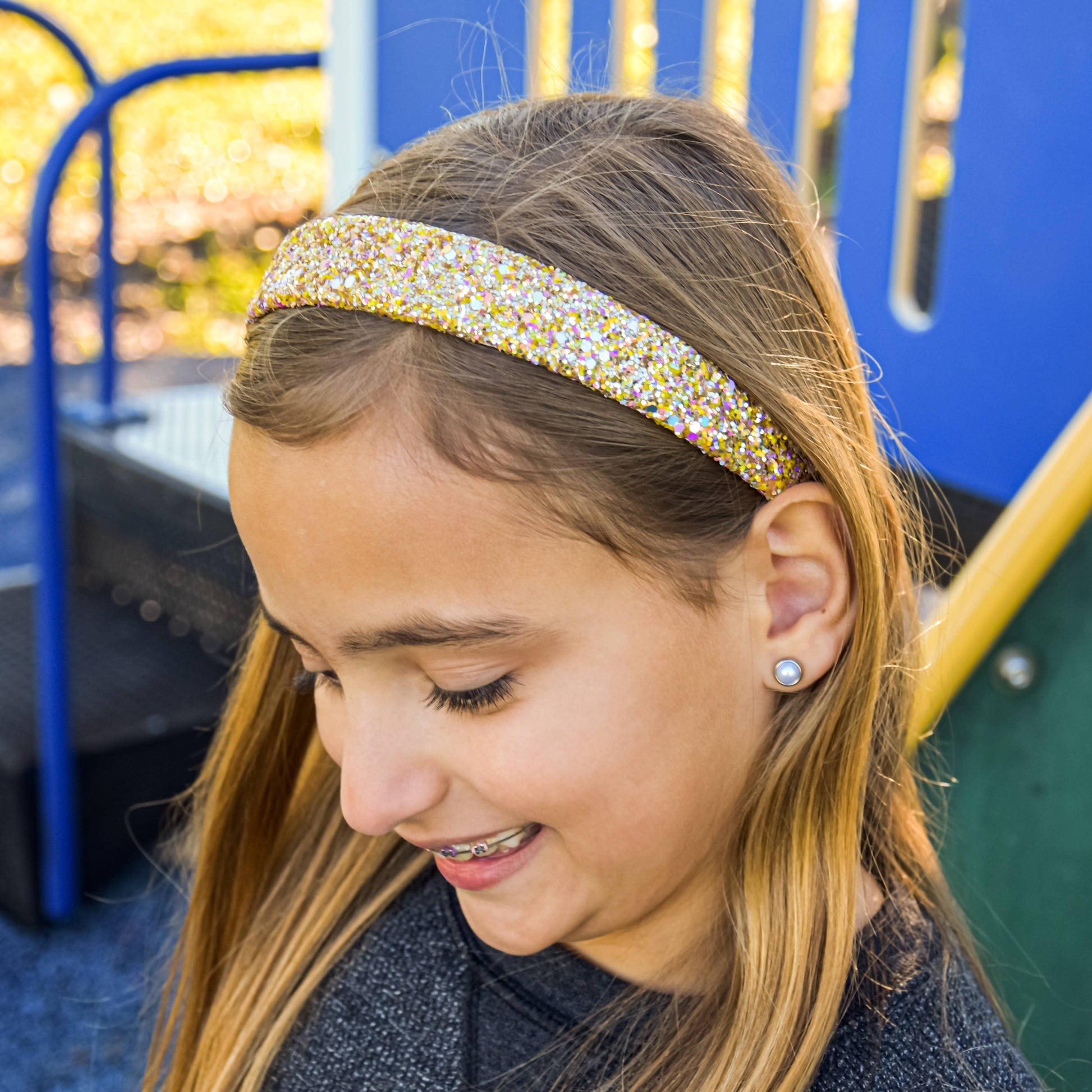 Kids Tapered Glitter Headband | Pink or Gold