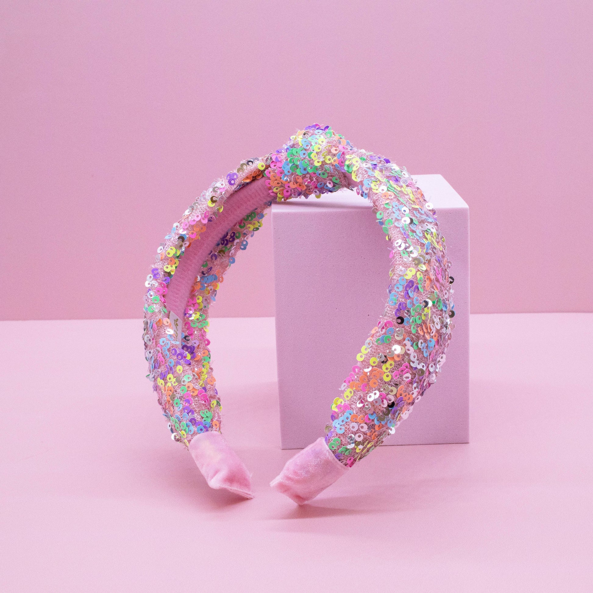 Kids Sequin Knot Headband | Purple or Rainbow