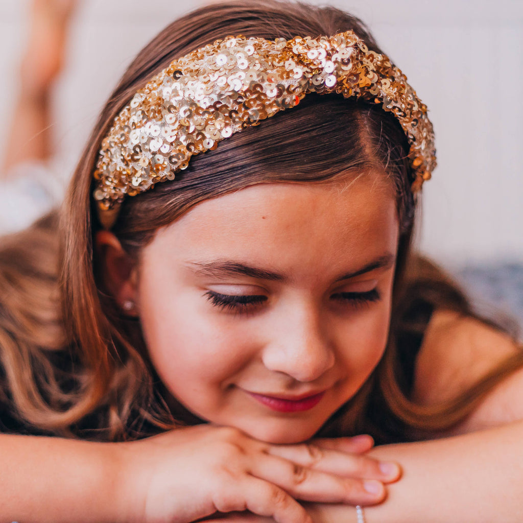 Kids Sequin Knot Headband | Purple or Rainbow